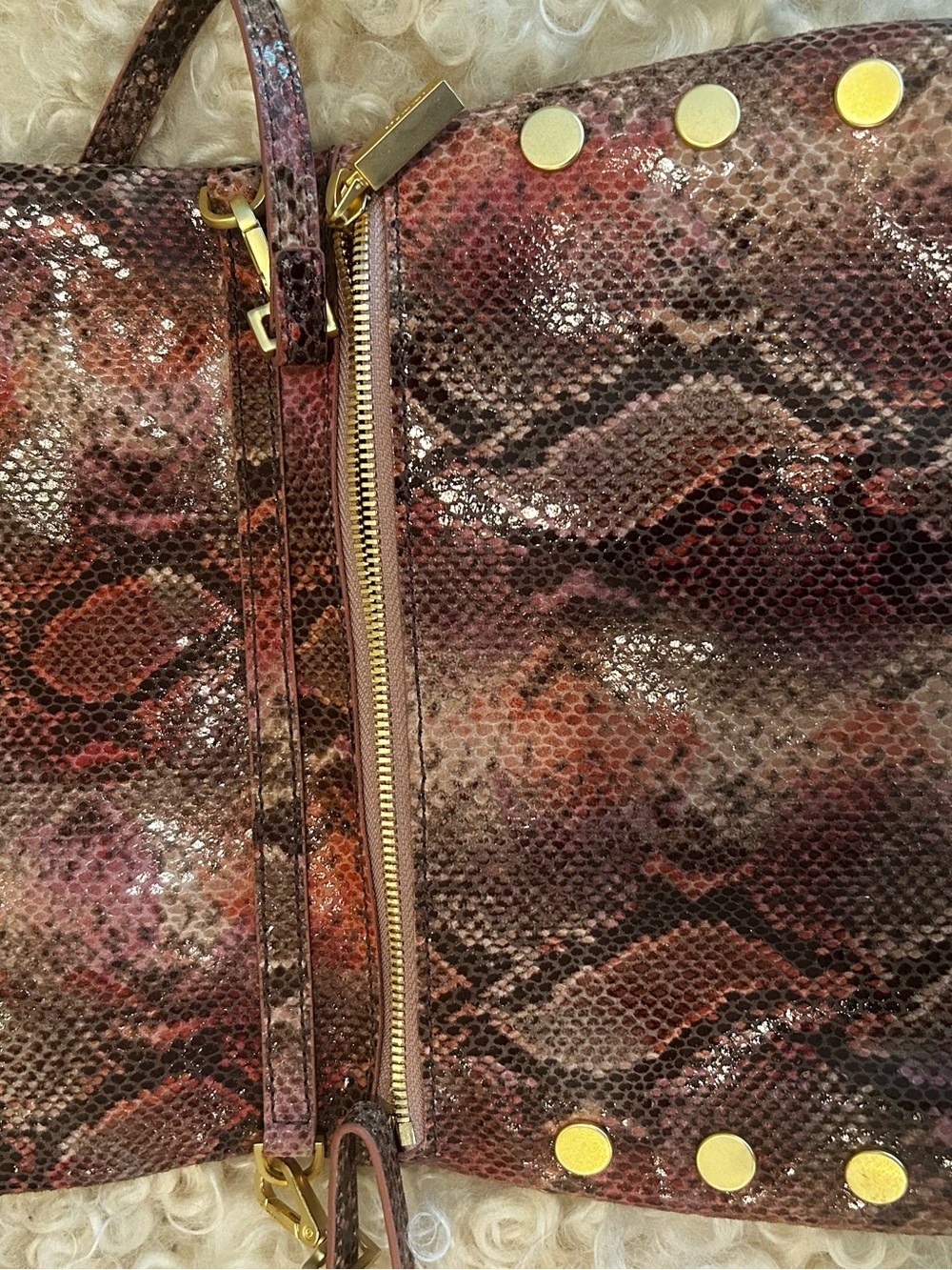 Limited edition Hammitt Snake Print Leather crossbody purse in Brown/Red - Picture 6 of 8